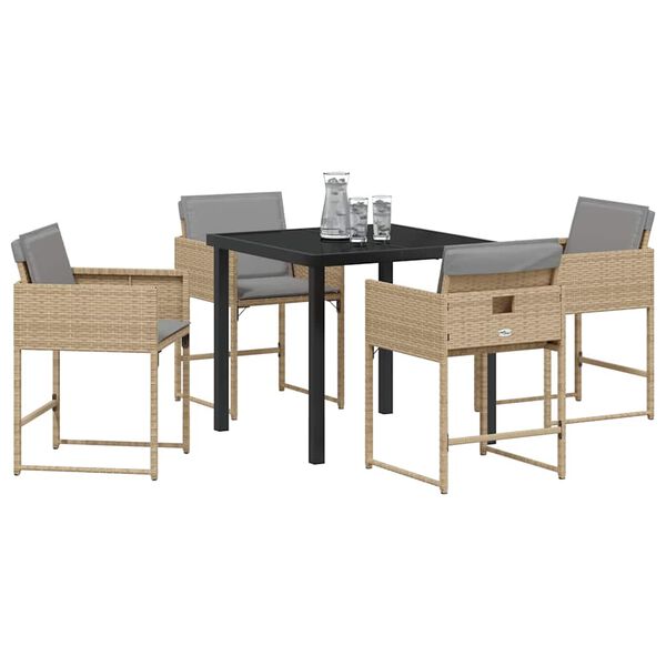 vidaXL Gar&eth;ur bor&eth;sett 5 pcs Drapplita&eth;ur p&oacute;l&yacute;rattan