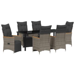 vidaXL Gar&eth;ur bor&eth;sett me&eth; p&uacute;&eth;i 7 pcs Gr&aacute;r p&oacute;l&yacute;rattan