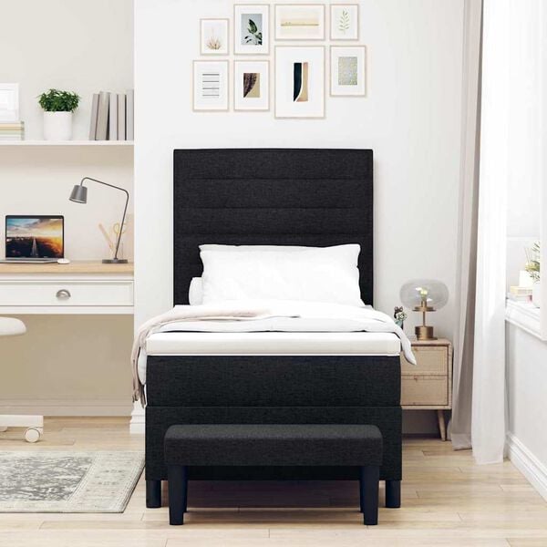 vidaXL Kassi vorinn r&uacute;m me&eth; d&yacute;nu Svartur 100 x 200 cm d&uacute;kur