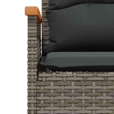 vidaXL Garðbekkur með Sessum 116x62,5x74 cm Grátt Pólýrattan