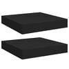 vidaXL Vegghengdar Hillur 2 stk. Svartar 23x23,5x3,8 cm MDF