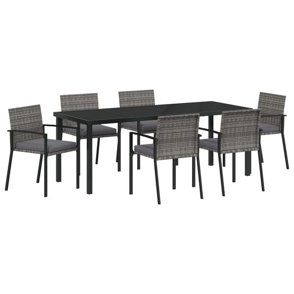 vidaXL Gar&eth;ur bor&eth;sett 6 pcs Gr&aacute;r Dufth&uacute;&eth;a&eth; st&aacute;l
