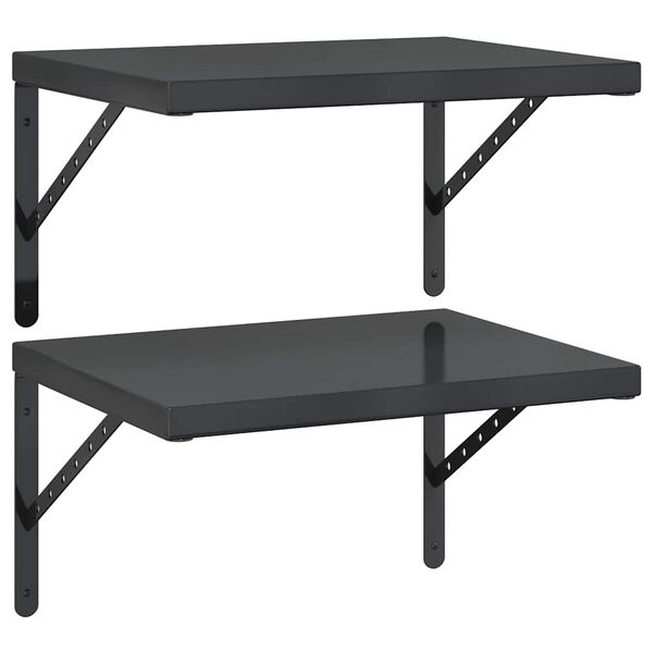 vidaXL Vegghillur 2 stk. 50x40 cm Svart Ry&eth;fr&iacute;tt St&aacute;l