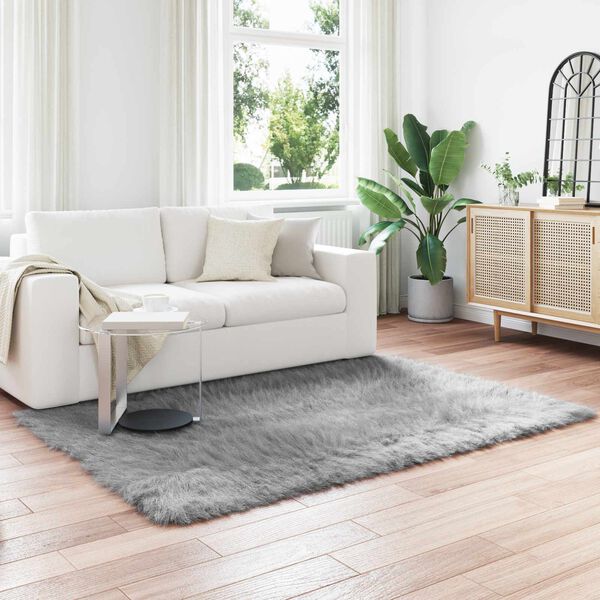 vidaXL Gervih&uacute;&eth;uteppi Tafalla Gr&aacute;r 120 x 170 cm P&oacute;l&yacute;ester