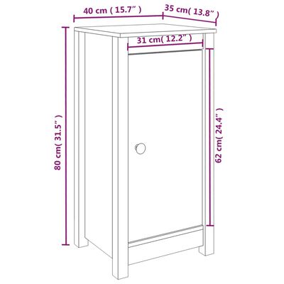 vidaXL Skenkur Grár 39x35x80 cm Gegnheil Fura