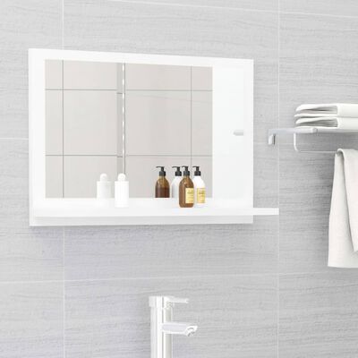 804568 vidaXL Bathroom Mirror High Gloss White 60x10,5x37 cm Chipboard