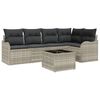 vidaXL Gar&eth;s&oacute;fa sett me&eth; p&uacute;&eth;i 6 pcs Lj&oacute;sgr&aacute;tt Poly rattan