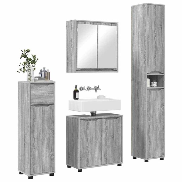 vidaXL Ba&eth;herbergismublasett 4 pcs Gr&aacute;r Sonoma Samsettur vi&eth;ur