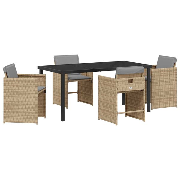 vidaXL Gar&eth;ur bor&eth;sett 5 pcs Drapplita&eth;ur p&oacute;l&yacute;rattan