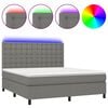 vidaXL H&oacute;lfa&eth; Springr&uacute;m me&eth; D&yacute;nu&LED D&ouml;kkgr&aacute;tt 160x200cm Tauefni