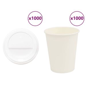 vidaXL Pappírs kaffibollar með loki 1000 stk 8oz 200ml
