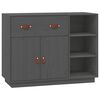 vidaXL Skenkur Gr&aacute;r 98,5x40x75 cm Gegnheil Fura