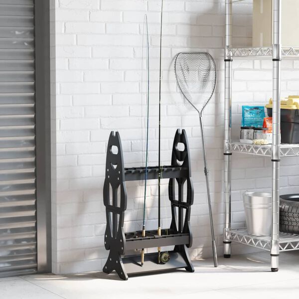 vidaXL Veiðistangarekki fyrir 16 Stangir Svartur