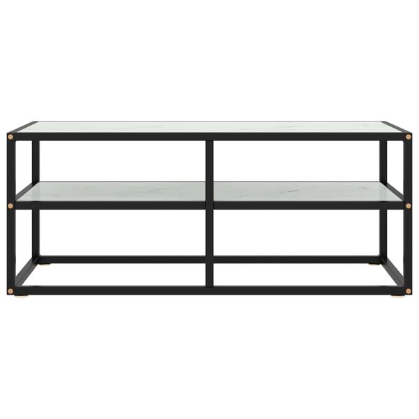 vidaXL Sjónvarpsskenkur Svartur með Hvítu Marmaragleri 100x40x40 cm