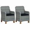 vidaXL Gar&eth;st&oacute;lar 2 stk. me&eth; P&uacute;&eth;um Lj&oacute;sgr&aacute;tt P&oacute;l&yacute;rattan