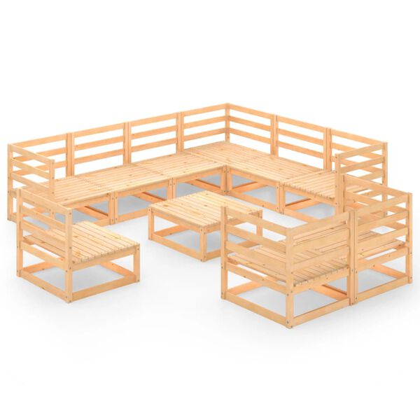 vidaXL 10 Hluta Garðsófasett Gegnheil Fura