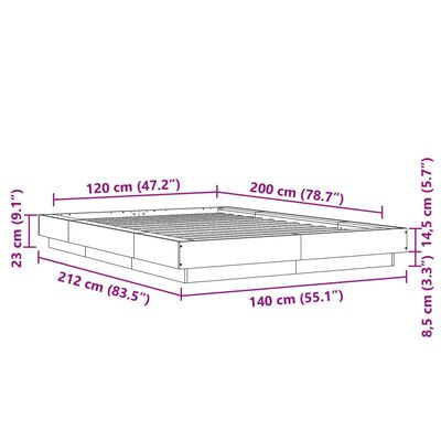 vidaXL Rúmgrind Svartur 120x200 cm Samsettur Viður