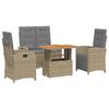 vidaXL 4 Hluta Gar&eth;bor&eth;stofusett me&eth; Sessum Drappa&eth; P&oacute;l&yacute;rattan