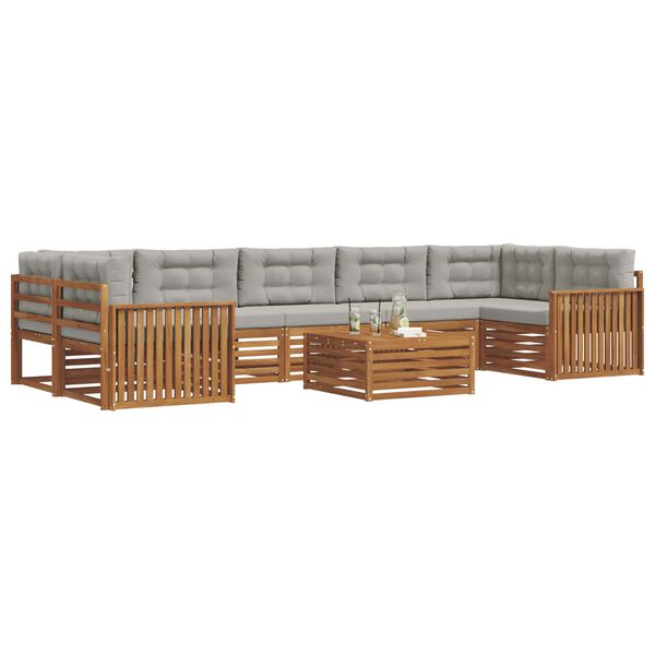 vidaXL &Uacute;ti s&oacute;fasett me&eth; p&uacute;&eth;i 8 pcs N&aacute;tt&uacute;rulegt og Lj&oacute;st Gr&aacute;tt