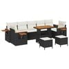 vidaXL Gar&eth;s&oacute;fa sett 10 pcs Svartur p&oacute;l&yacute;rattan
