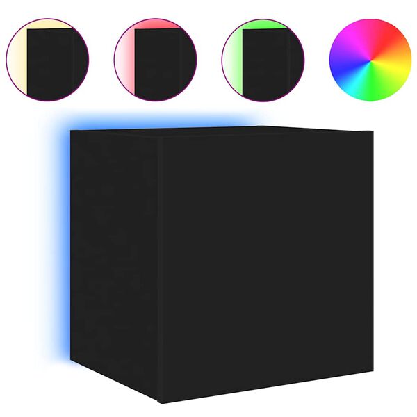 vidaXL Veggfestur Sj&oacute;nvarpssk&aacute;pur me&eth; LED lj&oacute;sum Svartur 40,5x35x40 cm