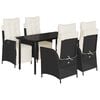vidaXL 5 Hluta Gar&eth;bor&eth;stofusett me&eth; Sessum Svart P&oacute;l&yacute;rattan
