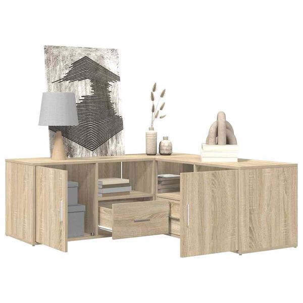 vidaXL Hornsk&aacute;pur Sonoma Eik 200x40x45 cm Samsettur Vi&eth;ur