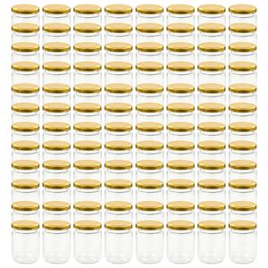 vidaXL Glersultukrukkur með Gylltu Loki 96 stk. 230 ml