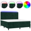 vidaXL H&oacute;lfa&eth; Springr&uacute;m me&eth; D&yacute;nu&LED D&ouml;kkgr&aelig;nt 160x200 cm Flauel