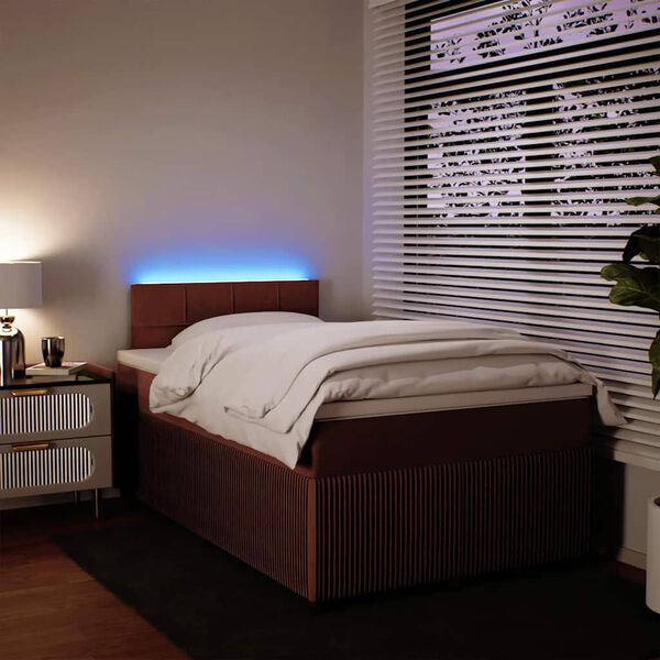 vidaXL H&oacute;lfa&eth; Springr&uacute;m me&eth; D&yacute;nu Bleikur 120x190 cm Flauel