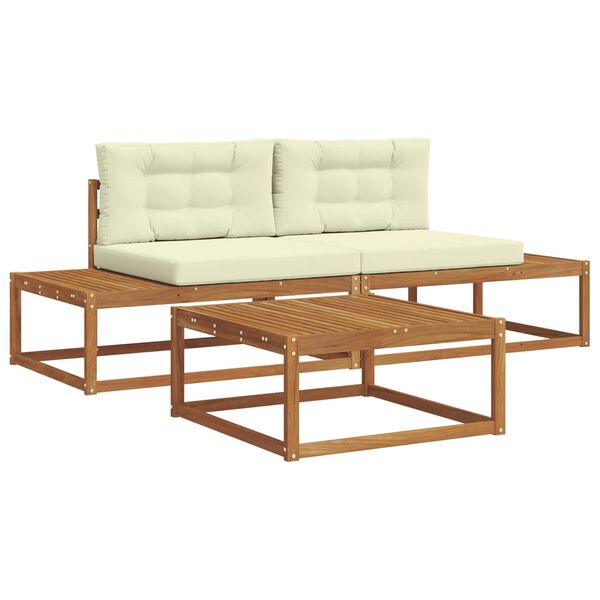 vidaXL &Uacute;ti s&oacute;fasett me&eth; p&uacute;&eth;i 3 Stykki N&aacute;tt&uacute;rulegt og Krem