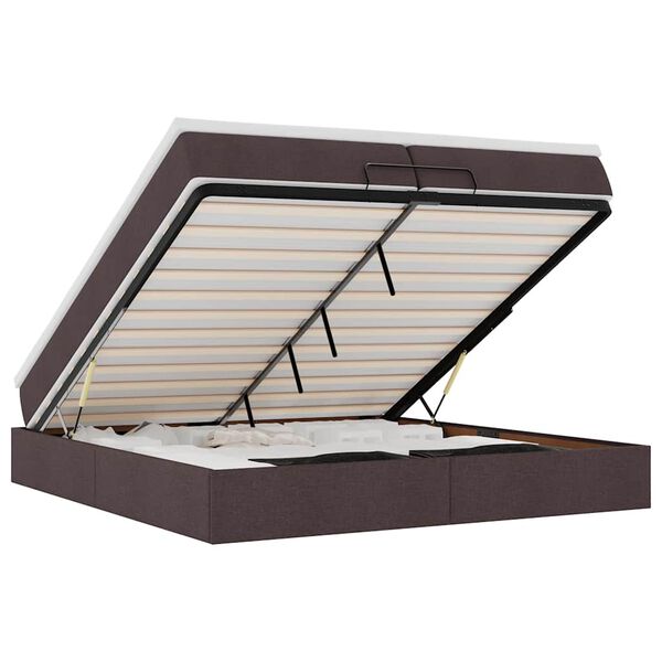 vidaXL Ottoman r&uacute;mgrind me&eth; d&yacute;num D&ouml;kkbr&uacute;nt 200x200cm Efni