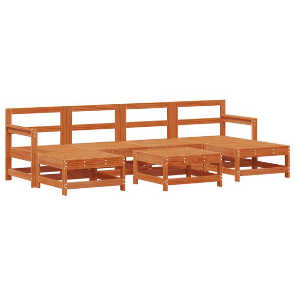 vidaXL Gar&eth;setustofa 7 pcs VaxBr&uacute;nn Mass&iacute;ft furuvi&eth;