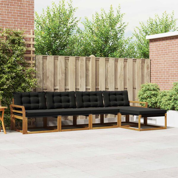 vidaXL &Uacute;ti s&oacute;fasett me&eth; p&uacute;&eth;i 5 pcs N&aacute;tt&uacute;rulegur og svartur