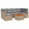 vidaXL Gar&eth;s&oacute;fa sett me&eth; p&uacute;&eth;i 7 pcs Drapplita&eth;ur p&oacute;l&yacute;rattan