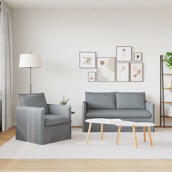 vidaXL S&oacute;fasett 2 pcs Lj&oacute;sgr&aacute;r 196 x 82 x 85 cm d&uacute;kur