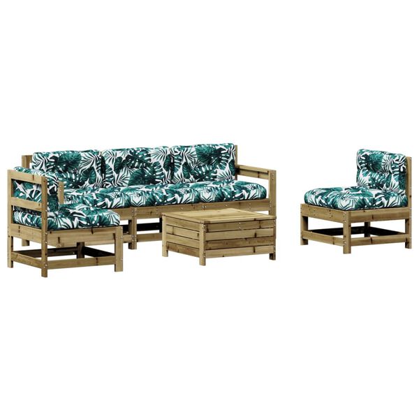 vidaXL Gar&eth;s&oacute;fasett 6 Hlutir me&eth; Sessum Gagnvarin Fura