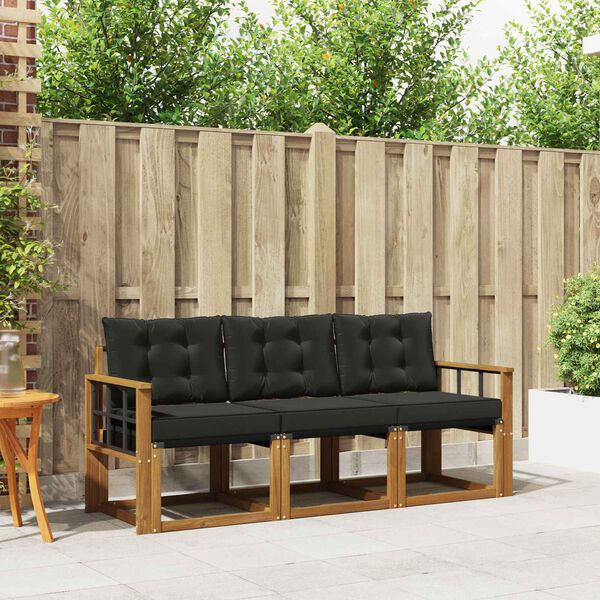 vidaXL &Uacute;ti s&oacute;fasett me&eth; p&uacute;&eth;i 3 pcs N&aacute;tt&uacute;rulegur og svartur