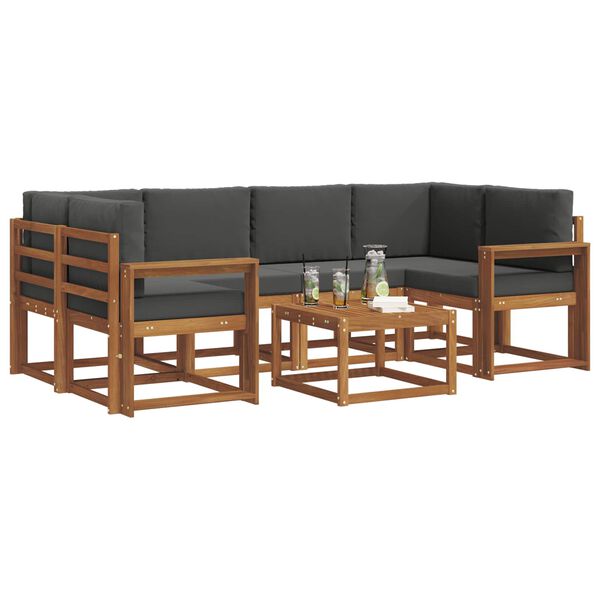 vidaXL &Uacute;ti s&oacute;fasett me&eth; p&uacute;&eth;i 7 pcs N&aacute;tt&uacute;rulegt og Antrac&iacute;t