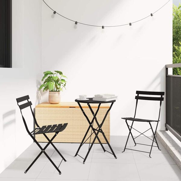 vidaXL Folding bistro sett 3 pcs Antras&iacute;t St&aacute;l