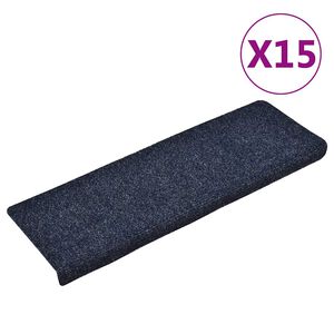 vidaXL Stigamottur sj&aacute;lfl&iacute;mandi 15 stk 65x21x4 cm bl&aacute;ar r&eacute;tthyrndar br&uacute;nir