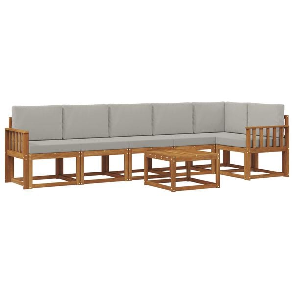 vidaXL &Uacute;ti s&oacute;fasett me&eth; p&uacute;&eth;i 7 pcs N&aacute;tt&uacute;rulegt og Lj&oacute;st Gr&aacute;tt