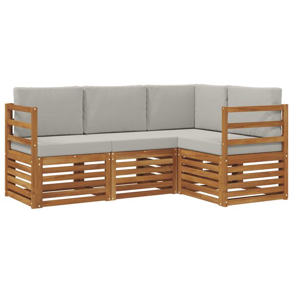 vidaXL S&oacute;fasett 4 pcs N&aacute;tt&uacute;rulegt og Lj&oacute;st Gr&aacute;tt Hrein akas&iacute;utr&eacute;