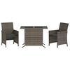 vidaXL 3 Hluta Bistr&oacute;sett me&eth; Sessum P&oacute;l&yacute;rattan Gr&aacute;tt
