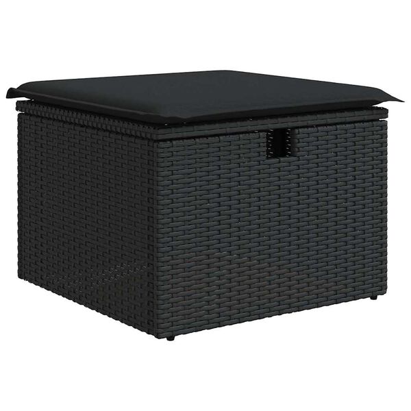 vidaXL 2 stykki gar&eth;s&oacute;fasett me&eth; p&uacute;&eth;um Black Poly Rattan Acacia