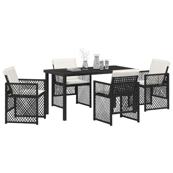 vidaXL Gar&eth;ur bor&eth;sett 5 pcs Svartur p&oacute;l&yacute;rattan