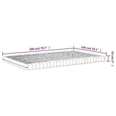 vidaXL Svampdýna Hvít 140x200 cm 7-Svæða Stífleiki 20 ILD