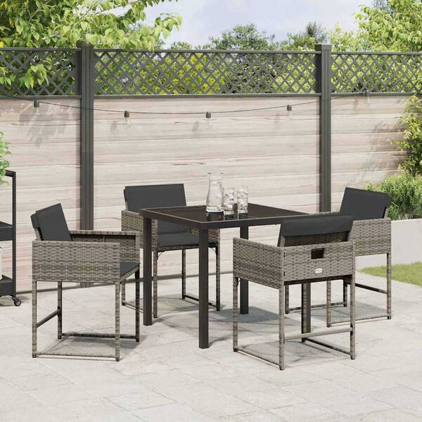 vidaXL Gar&eth;ur bor&eth;sett 5 pcs Gr&aacute;r p&oacute;l&yacute;rattan