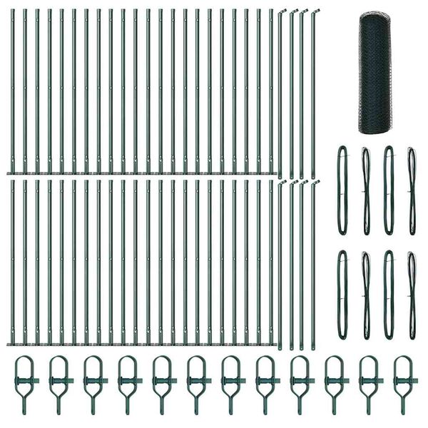 vidaXL Gir&eth;ingarp&oacute;stur Gr&aelig;nn 100 x 0,6 m (13 mm net) St&aacute;l og PVC