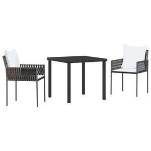 vidaXL Garður borðsett 3 pcs Brúnn Poly rattan